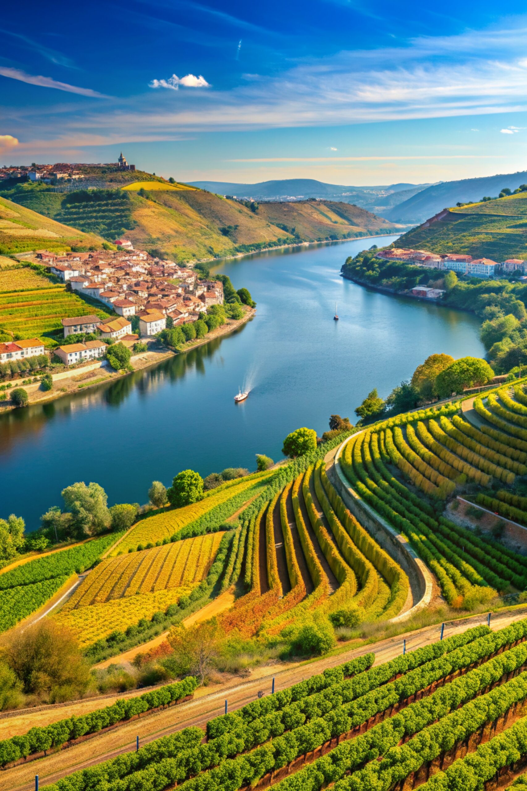 port wine vineyards landscape port wine vineyards river douro porto portugal